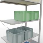 Anbauregal, Fachbodenregal Stecksystem MULTIplus85, 2000 x 1000 x 600 mm (HxBxT), 5 Fachböden, Kreuzstrebe, RAL 7035 lichtgrau