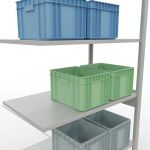 Anbauregal, Fachbodenregal Stecksystem MULTIplus85, 2500 x 1000 x 600 mm (HxBxT), 6 Fachböden, Kreuzstrebe, RAL 7035 lichtgrau