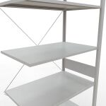 Anbauregal, Fachbodenregal Stecksystem MULTIplus85, 3000 x 1000 x 600 mm (HxBxT), 7 Fachböden, Kreuzstrebe, RAL 7035 lichtgrau