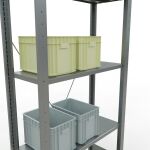 Grundregal, Fachbodenregal Stecksystem MULTIplus150, 2000 x 750 x 300 mm (HxBxT), 5 Fachböden, Kreuzstrebe, verzinkt