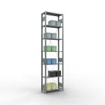 Grundregal, Fachbodenregal Stecksystem MULTIplus150, 3000 x 750 x 300 mm (HxBxT), 7 Fachböden, Kreuzstrebe, verzinkt