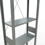 Grundregal, Fachbodenregal Stecksystem MULTIplus150, 3000 x 750 x 300 mm (HxBxT), 7 Fachböden, Kreuzstrebe, verzinkt