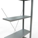 Anbauregal, Fachbodenregal Stecksystem MULTIplus150, 2000 x 750 x 300 mm (HxBxT), 5 Fachböden, Kreuzstrebe, verzinkt