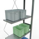 Anbauregal, Fachbodenregal Stecksystem MULTIplus150, 3000 x 750 x 300 mm (HxBxT), 7 Fachböden, Kreuzstrebe, verzinkt