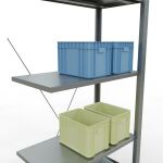 Anbauregal, Fachbodenregal Stecksystem MULTIplus150, 2000 x 750 x 400 mm (HxBxT), 5 Fachböden, Kreuzstrebe, verzinkt