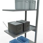 Anbauregal, Fachbodenregal Stecksystem MULTIplus150, 2500 x 750 x 400 mm (HxBxT), 6 Fachböden, Kreuzstrebe, verzinkt