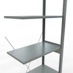 Anbauregal, Fachbodenregal Stecksystem MULTIplus150, 2500 x 750 x 400 mm (HxBxT), 6 Fachböden, Kreuzstrebe, verzinkt