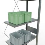 Anbauregal, Fachbodenregal Stecksystem MULTIplus150, 3000 x 750 x 400 mm (HxBxT), 7 Fachböden, Kreuzstrebe, verzinkt