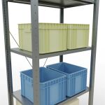 Grundregal, Fachbodenregal Stecksystem MULTIplus150, 2000 x 750 x 500 mm (HxBxT), 5 Fachböden, Kreuzstrebe, verzinkt