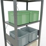 Grundregal, Fachbodenregal Stecksystem MULTIplus150, 3000 x 750 x 500 mm (HxBxT), 7 Fachböden, Kreuzstrebe, verzinkt