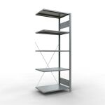 Anbauregal, Fachbodenregal Stecksystem MULTIplus150, 2000 x 750 x 500 mm (HxBxT), 5 Fachböden, Kreuzstrebe, verzinkt