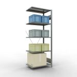 Anbauregal, Fachbodenregal Stecksystem MULTIplus150, 2000 x 750 x 500 mm (HxBxT), 5 Fachböden, Kreuzstrebe, verzinkt