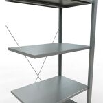 Anbauregal, Fachbodenregal Stecksystem MULTIplus150, 2000 x 750 x 500 mm (HxBxT), 5 Fachböden, Kreuzstrebe, verzinkt