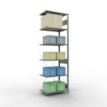 Anbauregal, Fachbodenregal Stecksystem MULTIplus150, 2500 x 750 x 500 mm (HxBxT), 6 Fachböden, Kreuzstrebe, verzinkt