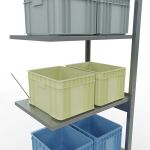 Anbauregal, Fachbodenregal Stecksystem MULTIplus150, 2500 x 750 x 500 mm (HxBxT), 6 Fachböden, Kreuzstrebe, verzinkt