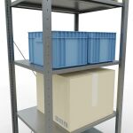 Grundregal, Fachbodenregal Stecksystem MULTIplus150, 2000 x 750 x 600 mm (HxBxT), 5 Fachböden, Kreuzstrebe, verzinkt