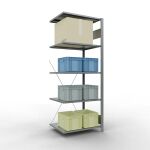 Anbauregal, Fachbodenregal Stecksystem MULTIplus150, 2000 x 750 x 600 mm (HxBxT), 5 Fachböden, Kreuzstrebe, verzinkt