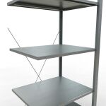 Anbauregal, Fachbodenregal Stecksystem MULTIplus150, 2000 x 750 x 600 mm (HxBxT), 5 Fachböden, Kreuzstrebe, verzinkt