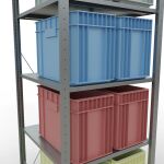 Grundregal, Fachbodenregal Stecksystem MULTIplus150, 2000 x 750 x 800 mm (HxBxT), 5 Fachböden, Kreuzstrebe, verzinkt