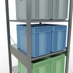 Grundregal, Fachbodenregal Stecksystem MULTIplus150, 2500 x 750 x 800 mm (HxBxT), 6 Fachböden, Kreuzstrebe, verzinkt