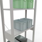 Grundregal, Fachbodenregal Stecksystem MULTIplus150, 2500 x 750 x 300 mm (HxBxT), 6 Fachböden, Kreuzstrebe, RAL 7035 lichtgrau