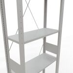 Grundregal, Fachbodenregal Stecksystem MULTIplus150, 3000 x 750 x 300 mm (HxBxT), 7 Fachböden, Kreuzstrebe, RAL 7035 lichtgrau