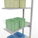 Anbauregal, Fachbodenregal Stecksystem MULTIplus150, 2500 x 750 x 300 mm (HxBxT), 6 Fachböden, Kreuzstrebe, RAL 7035 lichtgrau