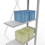 Anbauregal, Fachbodenregal Stecksystem MULTIplus150, 3000 x 750 x 300 mm (HxBxT), 7 Fachböden, Kreuzstrebe, RAL 7035 lichtgrau