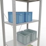 Grundregal, Fachbodenregal Stecksystem MULTIplus150, 2000 x 750 x 400 mm (HxBxT), 5 Fachböden, Kreuzstrebe, RAL 7035 lichtgrau