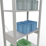 Grundregal, Fachbodenregal Stecksystem MULTIplus150, 2500 x 750 x 400 mm (HxBxT), 6 Fachböden, Kreuzstrebe, RAL 7035 lichtgrau