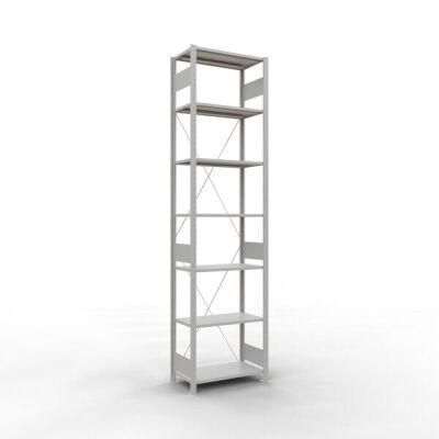 Grundregal, Fachbodenregal Stecksystem MULTIplus150, 3000 x 750 x 400 mm (HxBxT), 7 Fachböden, Kreuzstrebe, RAL 7035 lichtgrau