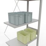 Anbauregal, Fachbodenregal Stecksystem MULTIplus150, 3000 x 750 x 400 mm (HxBxT), 7 Fachböden, Kreuzstrebe, RAL 7035 lichtgrau