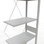 Anbauregal, Fachbodenregal Stecksystem MULTIplus150, 3000 x 750 x 400 mm (HxBxT), 7 Fachböden, Kreuzstrebe, RAL 7035 lichtgrau