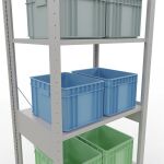 Grundregal, Fachbodenregal Stecksystem MULTIplus150, 2500 x 750 x 500 mm (HxBxT), 6 Fachböden, Kreuzstrebe, RAL 7035 lichtgrau