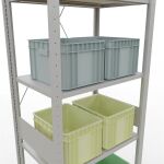 Grundregal, Fachbodenregal Stecksystem MULTIplus150, 3000 x 750 x 500 mm (HxBxT), 7 Fachböden, Kreuzstrebe, RAL 7035 lichtgrau