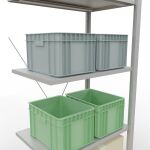 Anbauregal, Fachbodenregal Stecksystem MULTIplus150, 2000 x 750 x 500 mm (HxBxT), 5 Fachböden, Kreuzstrebe, RAL 7035 lichtgrau