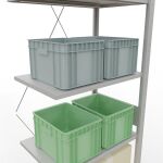 Anbauregal, Fachbodenregal Stecksystem MULTIplus150, 3000 x 750 x 500 mm (HxBxT), 7 Fachböden, Kreuzstrebe, RAL 7035 lichtgrau