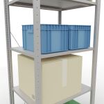 Grundregal, Fachbodenregal Stecksystem MULTIplus150, 2000 x 750 x 600 mm (HxBxT), 5 Fachböden, Kreuzstrebe, RAL 7035 lichtgrau