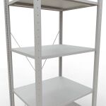 Grundregal, Fachbodenregal Stecksystem MULTIplus150, 2000 x 750 x 600 mm (HxBxT), 5 Fachböden, Kreuzstrebe, RAL 7035 lichtgrau