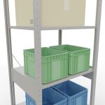 Grundregal, Fachbodenregal Stecksystem MULTIplus150, 2500 x 750 x 600 mm (HxBxT), 6 Fachböden, Kreuzstrebe, RAL 7035 lichtgrau