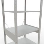 Grundregal, Fachbodenregal Stecksystem MULTIplus150, 2500 x 750 x 600 mm (HxBxT), 6 Fachböden, Kreuzstrebe, RAL 7035 lichtgrau