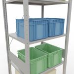 Grundregal, Fachbodenregal Stecksystem MULTIplus150, 3000 x 750 x 600 mm (HxBxT), 7 Fachböden, Kreuzstrebe, RAL 7035 lichtgrau