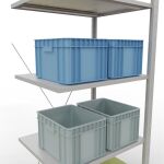 Anbauregal, Fachbodenregal Stecksystem MULTIplus150, 2000 x 750 x 600 mm (HxBxT), 5 Fachböden, Kreuzstrebe, RAL 7035 lichtgrau