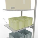 Anbauregal, Fachbodenregal Stecksystem MULTIplus150, 2500 x 750 x 600 mm (HxBxT), 6 Fachböden, Kreuzstrebe, RAL 7035 lichtgrau