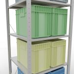 Grundregal, Fachbodenregal Stecksystem MULTIplus150, 2000 x 750 x 800 mm (HxBxT), 5 Fachböden, Kreuzstrebe, RAL 7035 lichtgrau