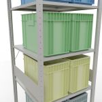 Grundregal, Fachbodenregal Stecksystem MULTIplus150, 3000 x 750 x 800 mm (HxBxT), 7 Fachböden, Kreuzstrebe, RAL 7035 lichtgrau