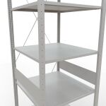 Grundregal, Fachbodenregal Stecksystem MULTIplus150, 3000 x 750 x 800 mm (HxBxT), 7 Fachböden, Kreuzstrebe, RAL 7035 lichtgrau