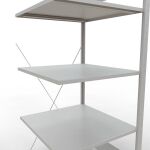 Anbauregal, Fachbodenregal Stecksystem MULTIplus150, 2000 x 750 x 800 mm (HxBxT), 5 Fachböden, Kreuzstrebe, RAL 7035 lichtgrau