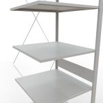 Anbauregal, Fachbodenregal Stecksystem MULTIplus150, 3000 x 750 x 800 mm (HxBxT), 7 Fachböden, Kreuzstrebe, RAL 7035 lichtgrau