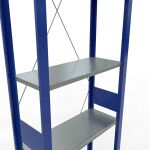 Grundregal, Fachbodenregal Stecksystem MULTIplus150, 3000 x 750 x 300 mm (HxBxT), 7 Fachböden, Kreuzstrebe, RAL 5010 enzianblau/verzinkt/verzinkt